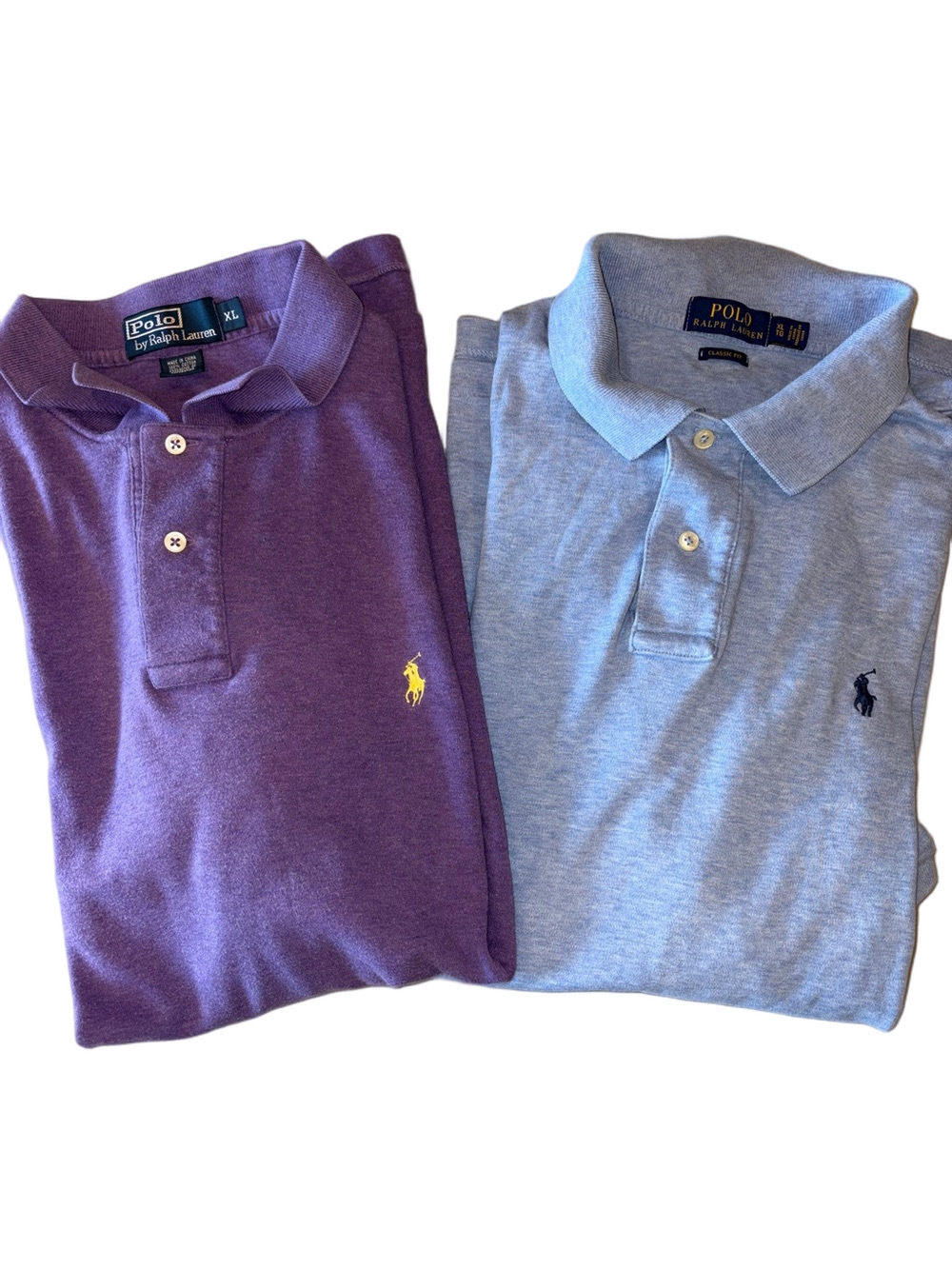Polo Ralph Lauren Mens XL Light Blue and Purple Golf Polo Shirt Bundle